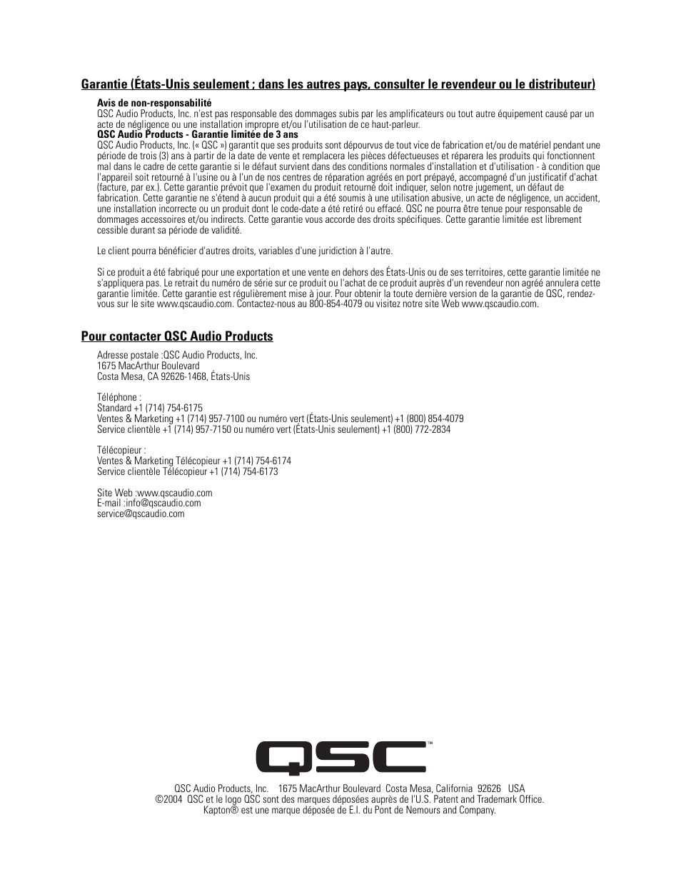 QSC Audio SC-312X User Manual | Page 18 / 26