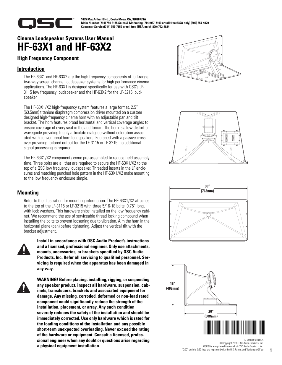 QSC Audio SC-312X User Manual | Page 3 / 26