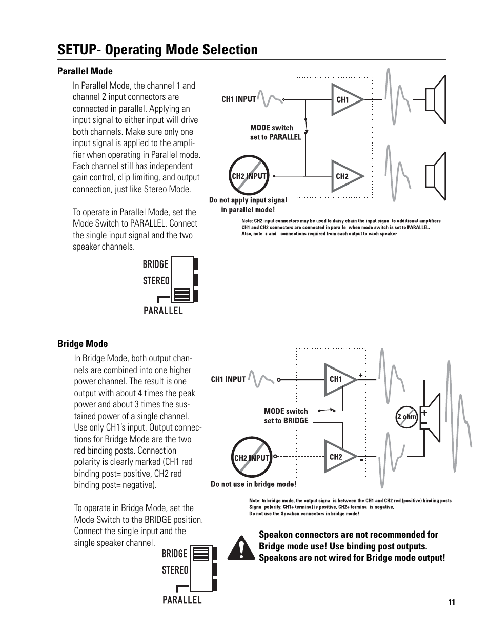 Setup- operating mode selection | QSC Audio 6.0 II User Manual | Page 11 / 28
