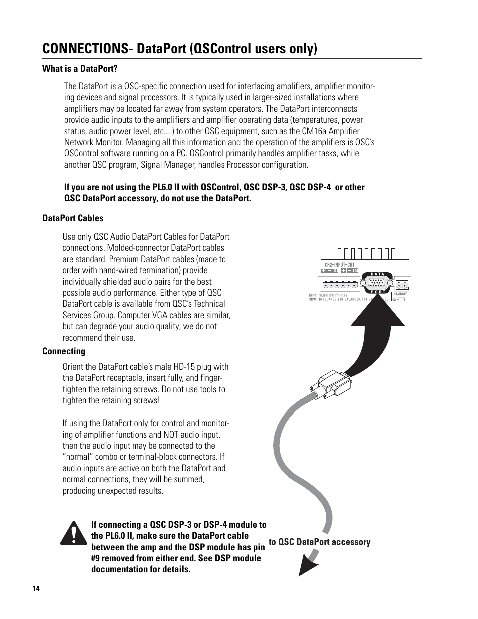 Connections- dataport (qscontrol users only) | QSC Audio 6.0 II User Manual | Page 14 / 28