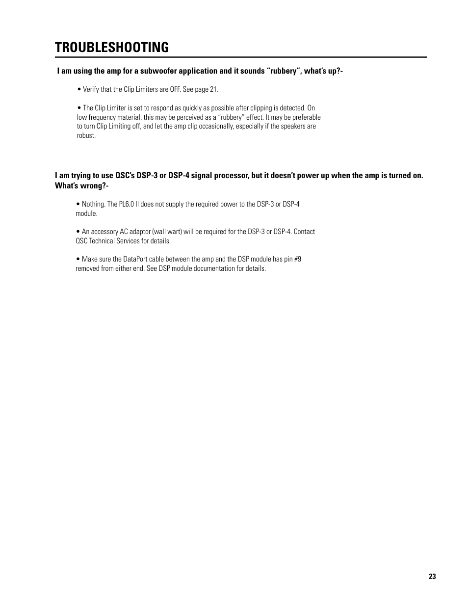 Troubleshooting | QSC Audio 6.0 II User Manual | Page 23 / 28
