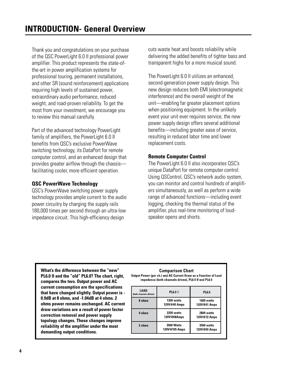 Introduction- general overview | QSC Audio 6.0 II User Manual | Page 4 / 28