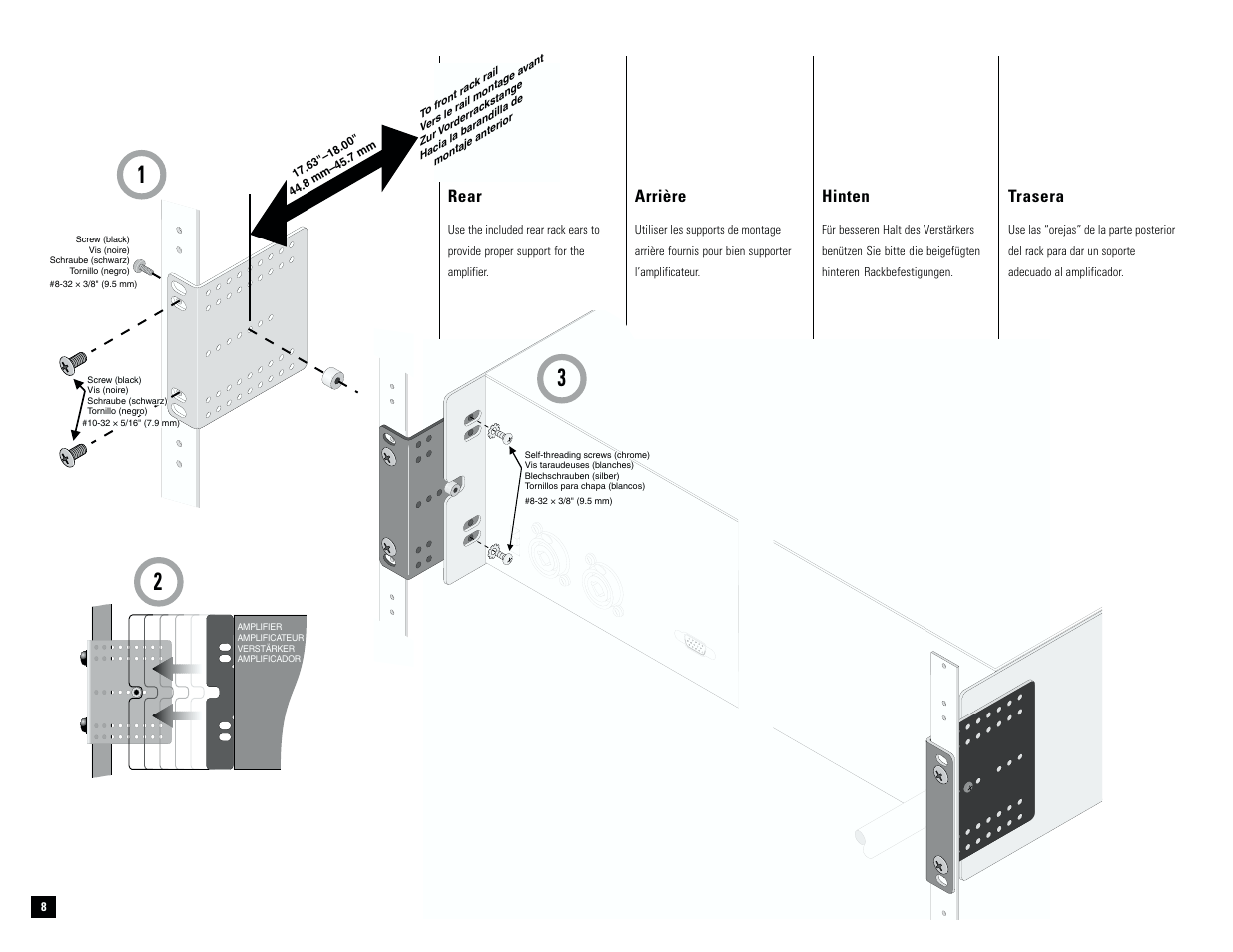 Rear, Arrière, Hinten | Trasera | QSC Audio M PL-9.0PFC User Manual | Page 9 / 28