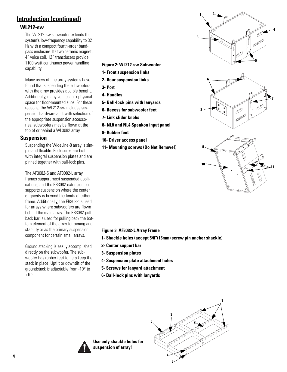 Introduction (continued), Wl212-sw, Suspension | QSC Audio WL3082-WH User Manual | Page 4 / 20