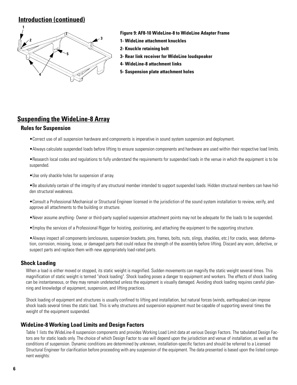 Suspending the wideline-8 array, Introduction (continued) | QSC Audio WL3082-WH User Manual | Page 6 / 20