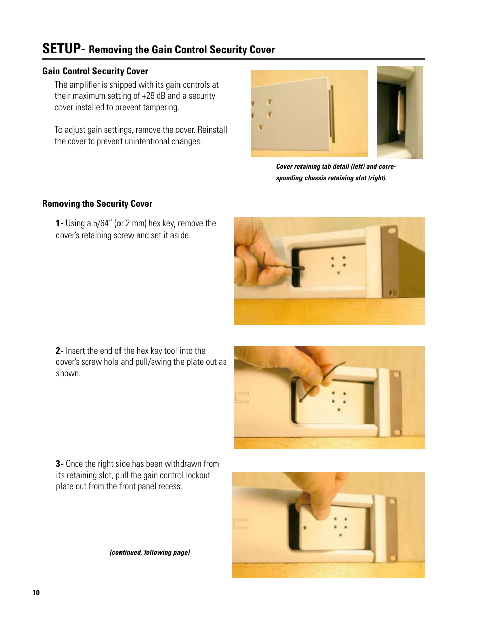 Setup | QSC Audio SRA 2422 User Manual | Page 10 / 40