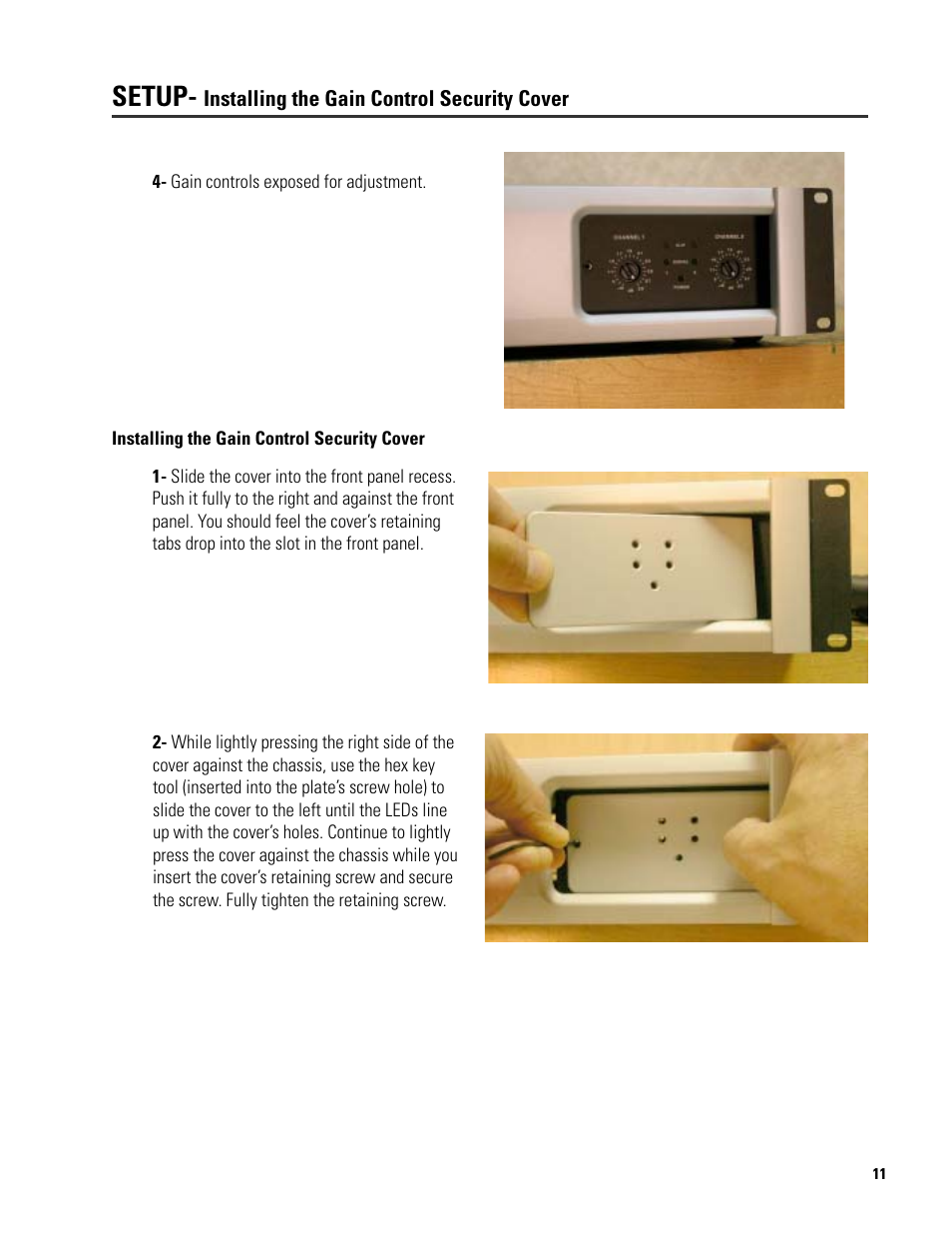 Setup | QSC Audio SRA 2422 User Manual | Page 11 / 40