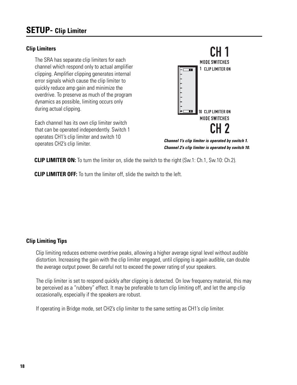Setup | QSC Audio SRA 2422 User Manual | Page 18 / 40