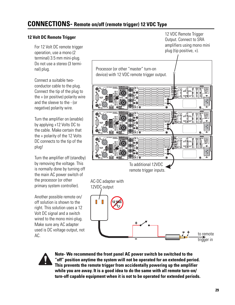 Connections | QSC Audio SRA 2422 User Manual | Page 29 / 40