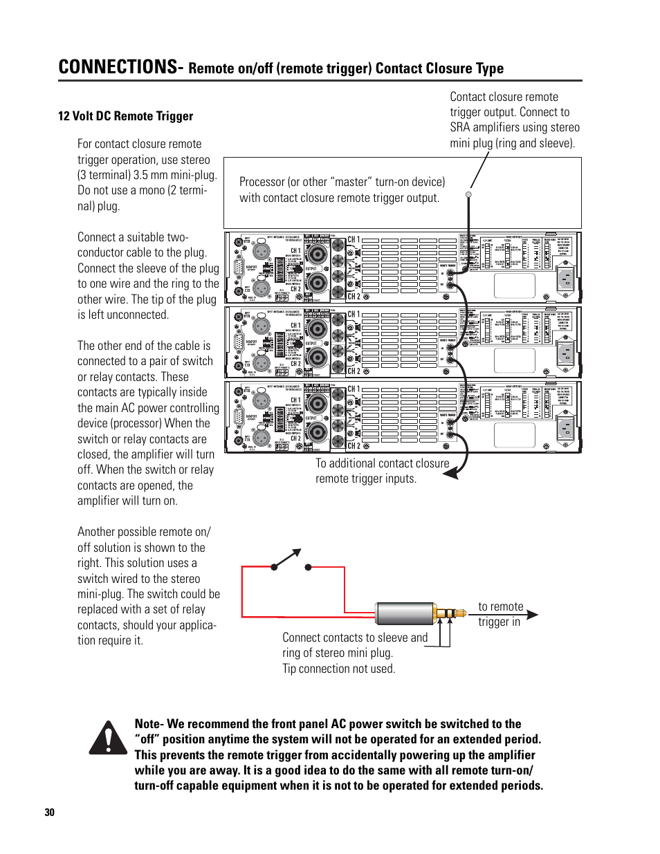 Connections | QSC Audio SRA 2422 User Manual | Page 30 / 40