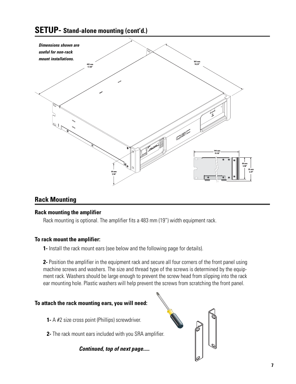 Setup | QSC Audio SRA 2422 User Manual | Page 7 / 40