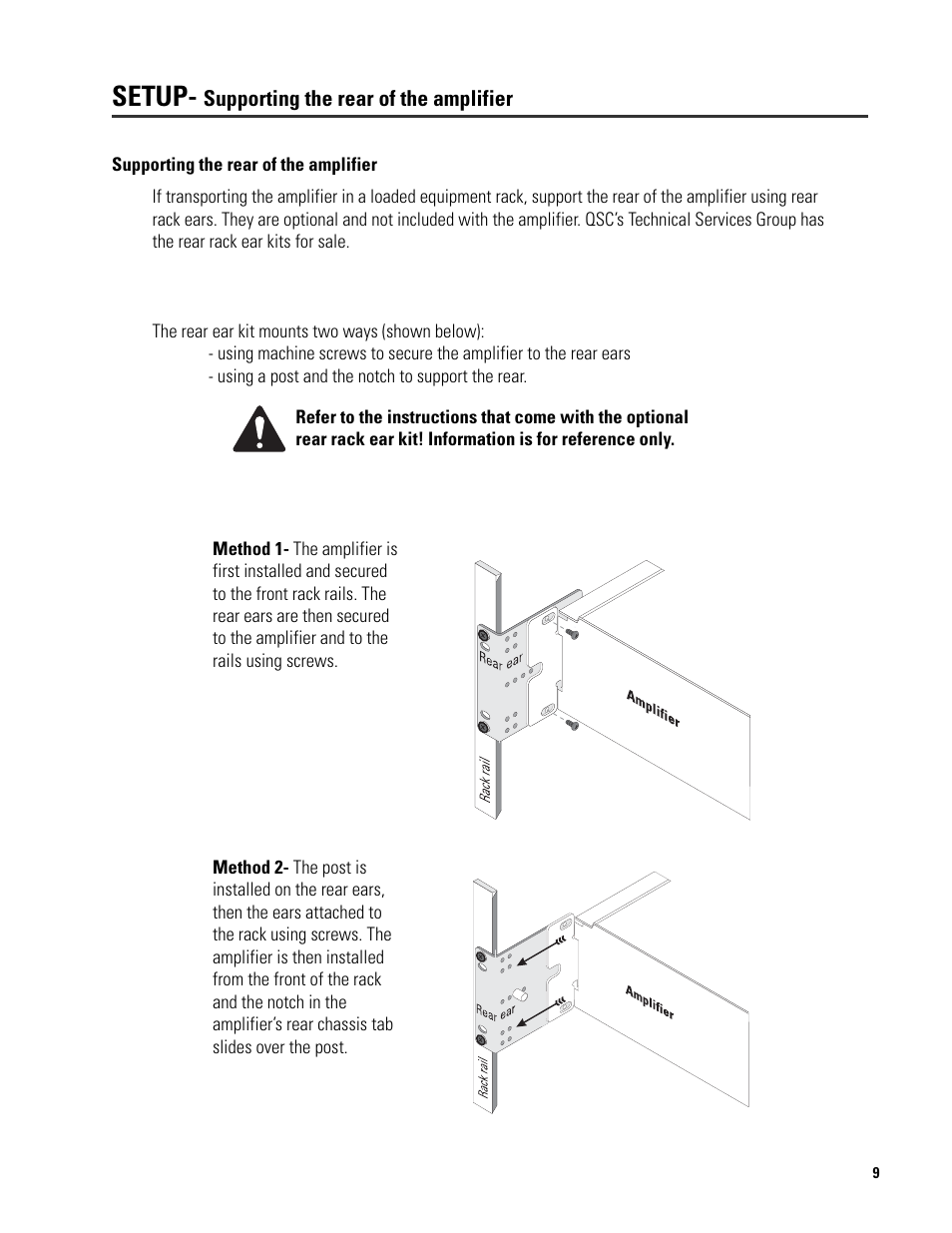 Setup | QSC Audio SRA 2422 User Manual | Page 9 / 40