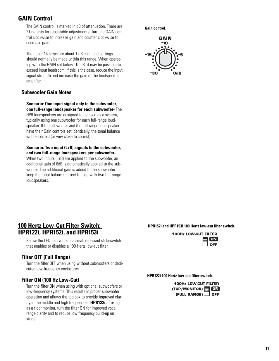 Gain control | QSC Audio HPR122i User Manual | Page 11 / 116