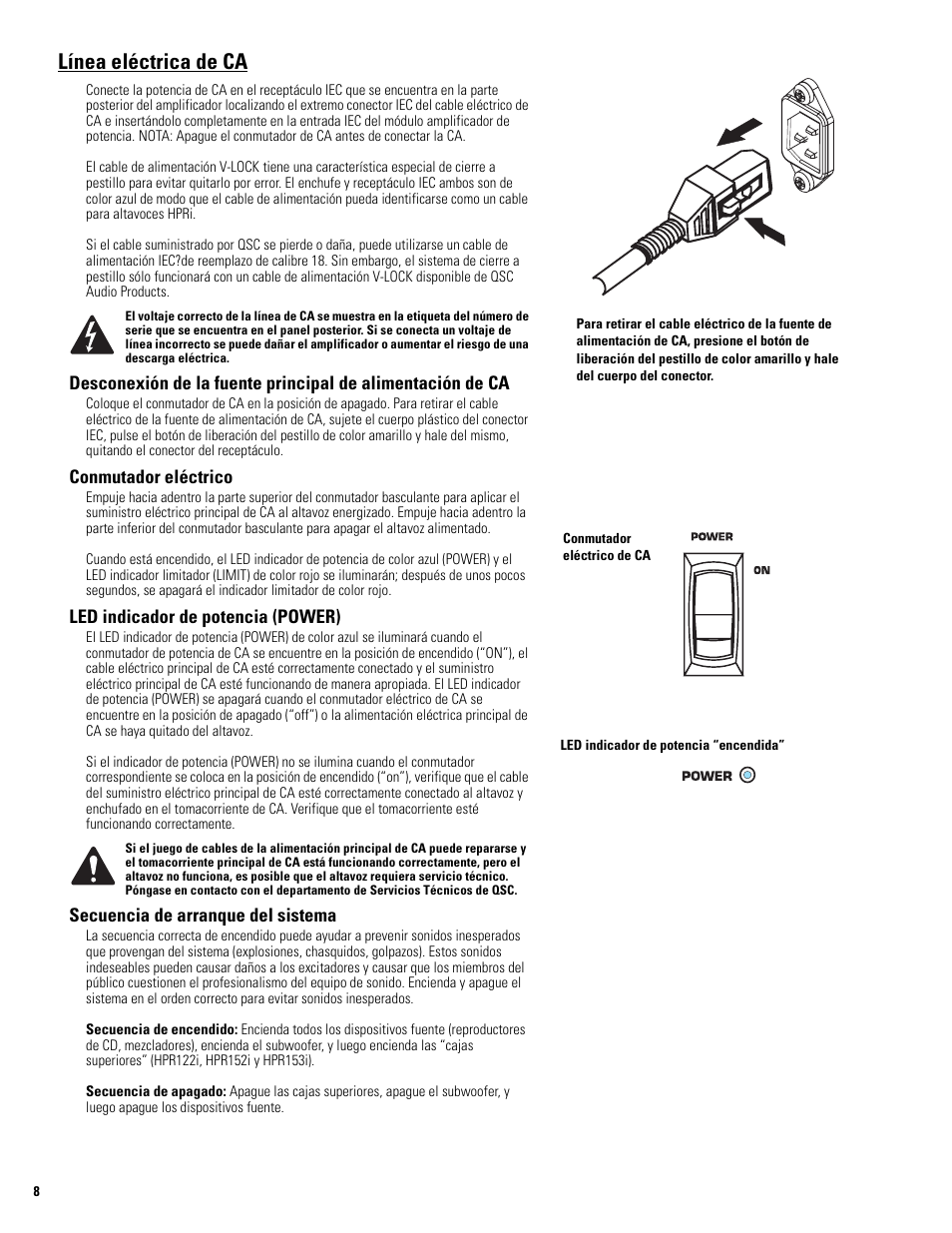 Línea eléctrica de ca | QSC Audio HPR122i User Manual | Page 31 / 116