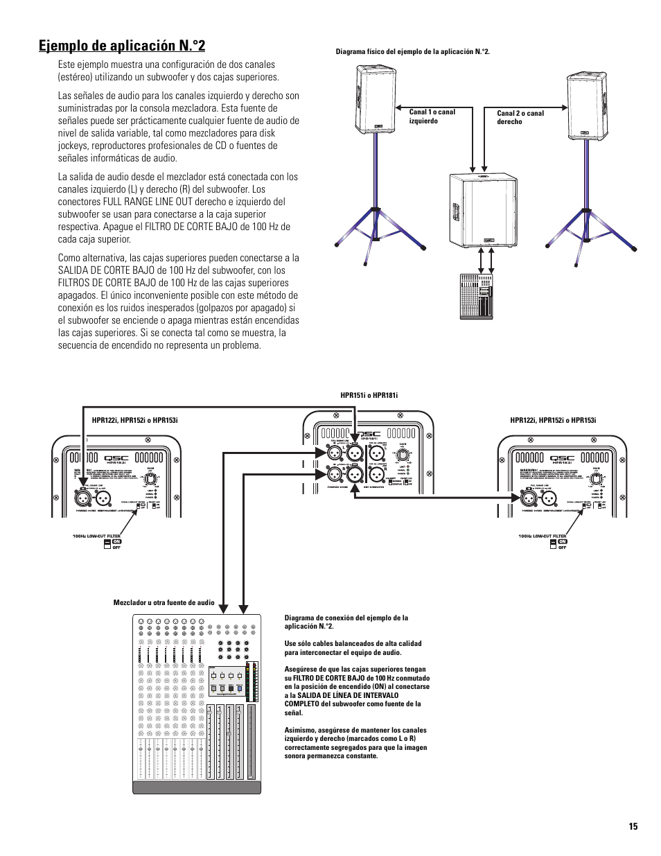 Ejemplo de aplicación n.°2 | QSC Audio HPR122i User Manual | Page 38 / 116