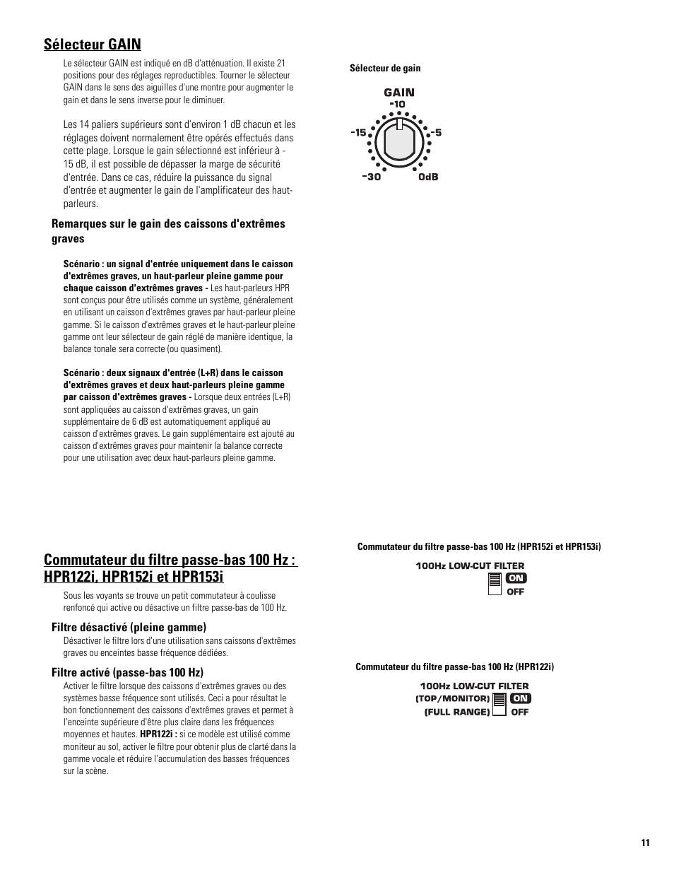 Sélecteur gain | QSC Audio HPR122i User Manual | Page 57 / 116