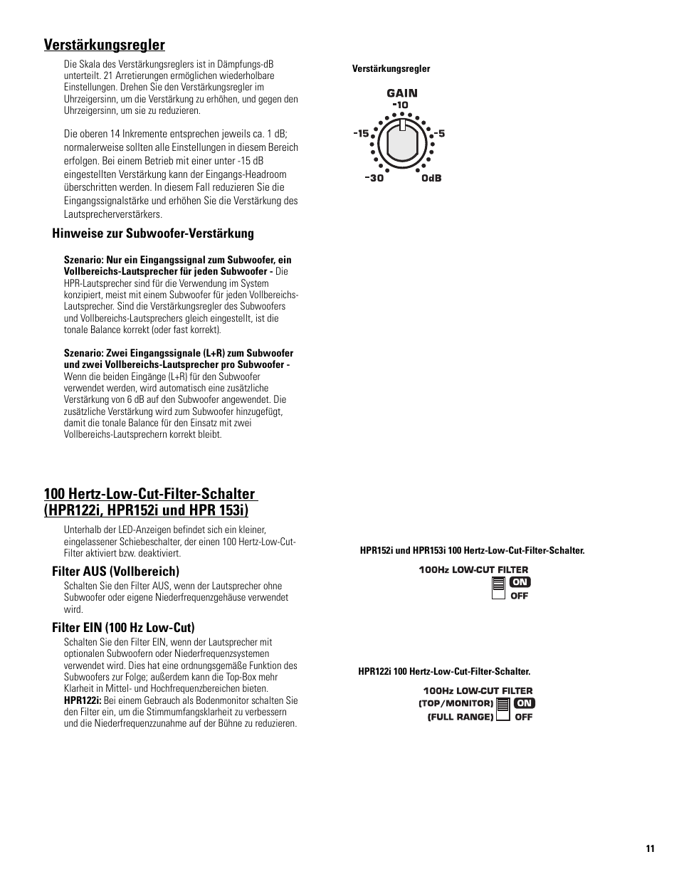 Verstärkungsregler | QSC Audio HPR122i User Manual | Page 80 / 116