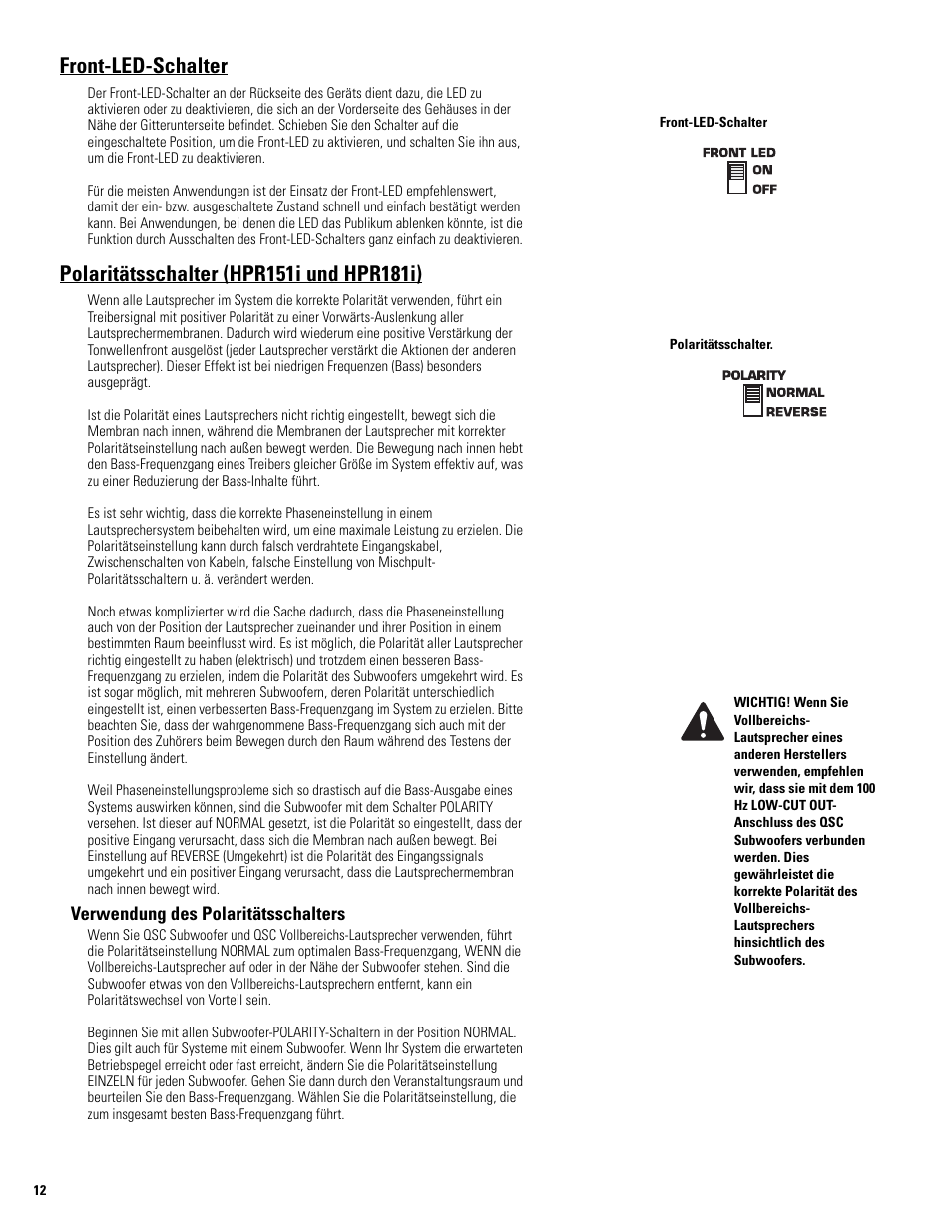 Front-led-schalter | QSC Audio HPR122i User Manual | Page 81 / 116