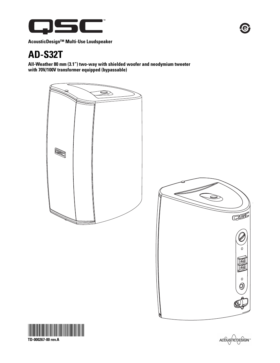 QSC Audio AD-S32T User Manual | 9 pages