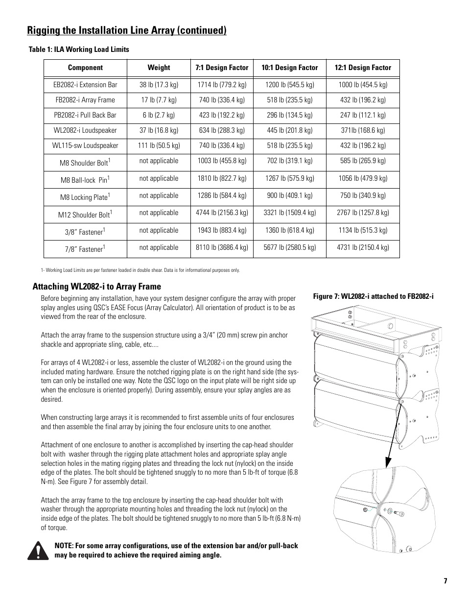 Rigging the installation line array (continued) | QSC Audio FB2082-i User Manual | Page 7 / 20