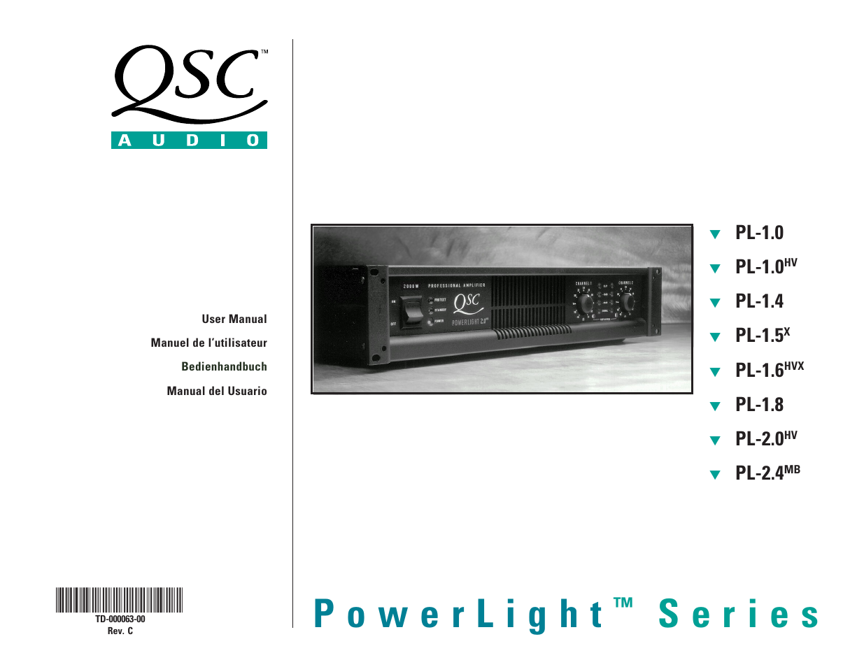 QSC Audio PL-1.8 User Manual | 36 pages