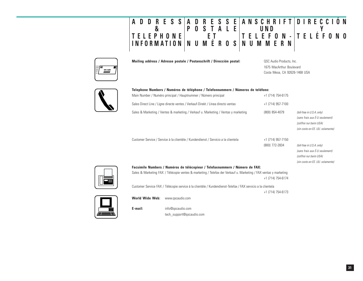 QSC Audio PL-1.8 User Manual | Page 33 / 36