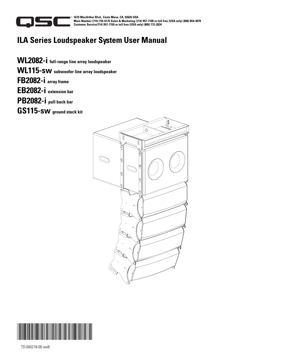 QSC Audio ILA FB2082-I User Manual | 20 pages