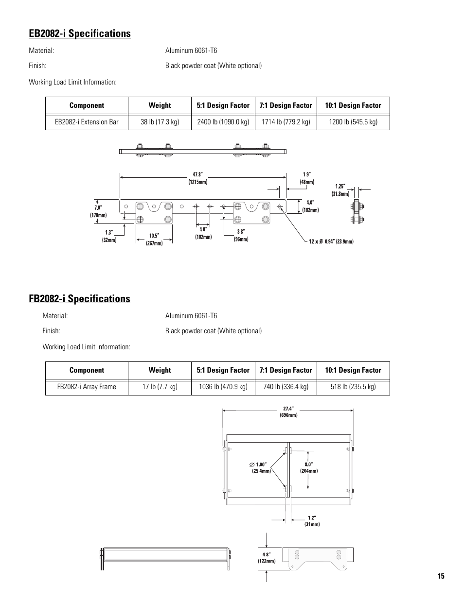 Eb2082-i specifications, Fb2082-i specifications | QSC Audio ILA FB2082-I User Manual | Page 15 / 20