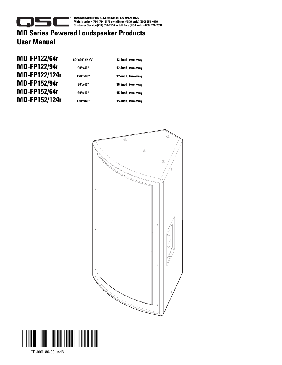 QSC Audio MD-FP152/64r User Manual | 12 pages