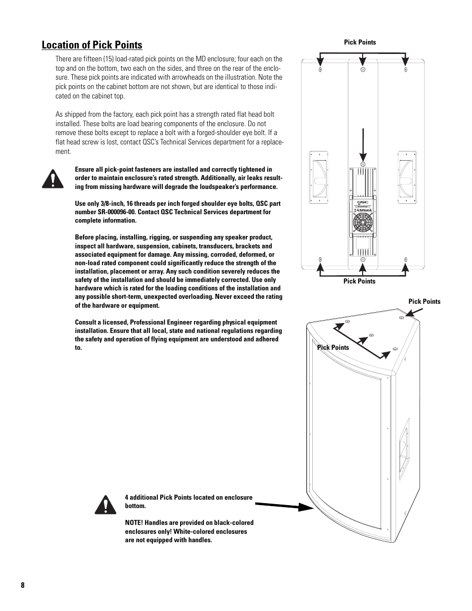 Location of pick points | QSC Audio MD-FP152/64r User Manual | Page 8 / 12