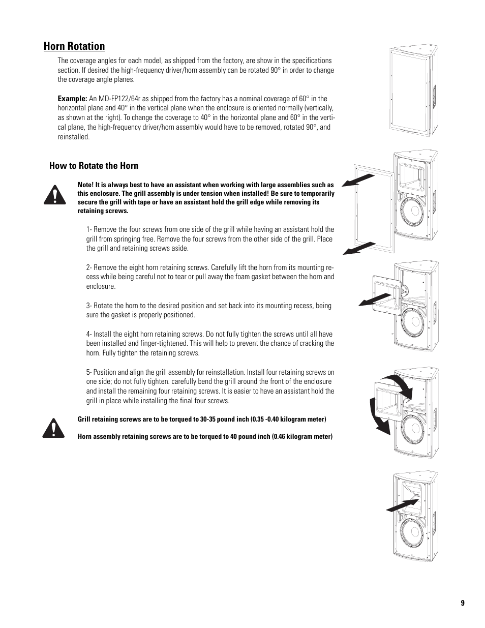 Horn rotation | QSC Audio MD-FP152/64r User Manual | Page 9 / 12
