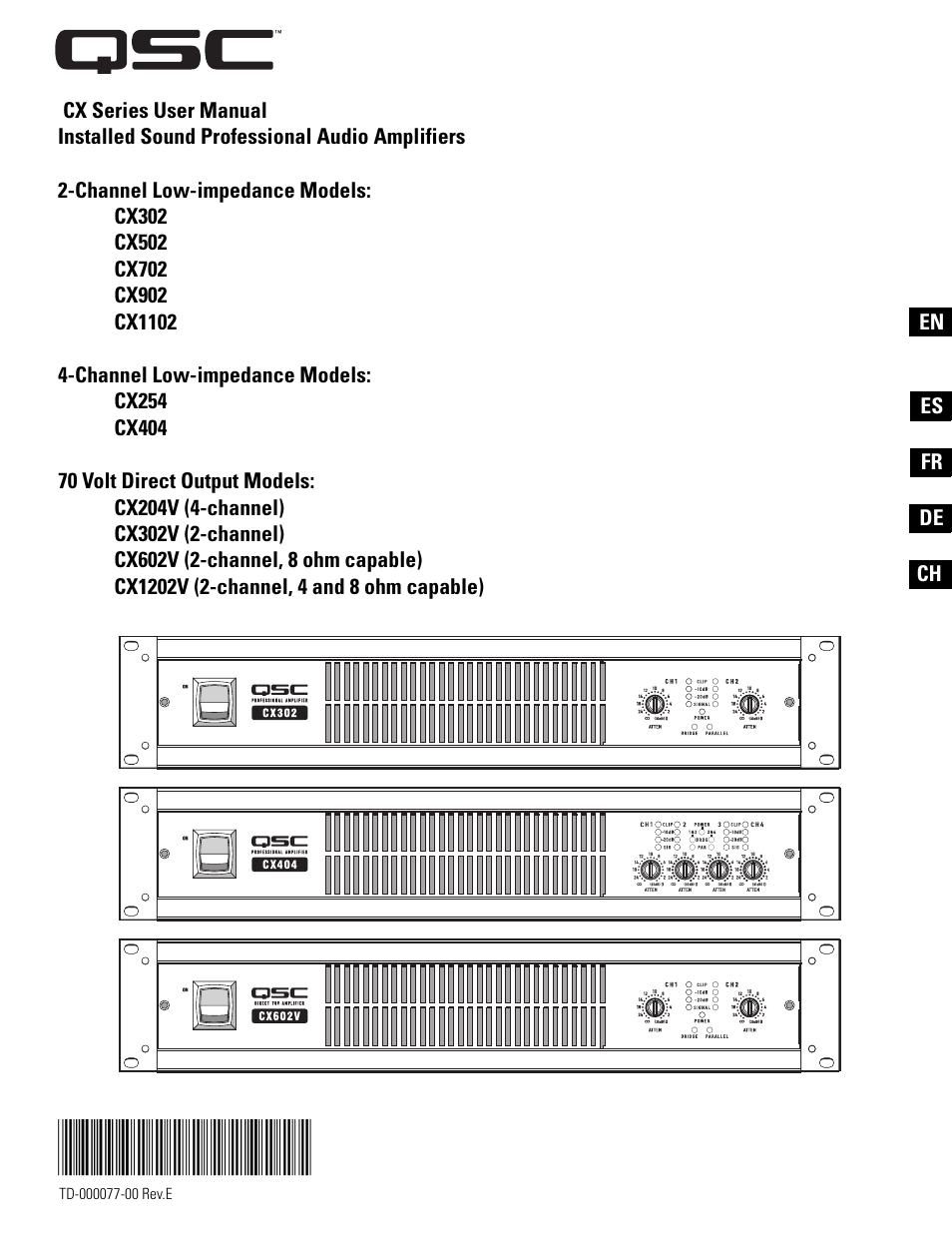 QSC Audio CX502 User Manual | 52 pages