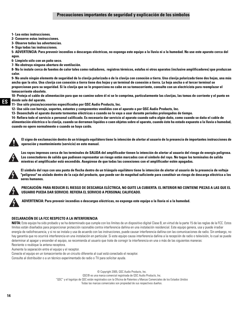 QSC Audio CX502 User Manual | Page 14 / 52