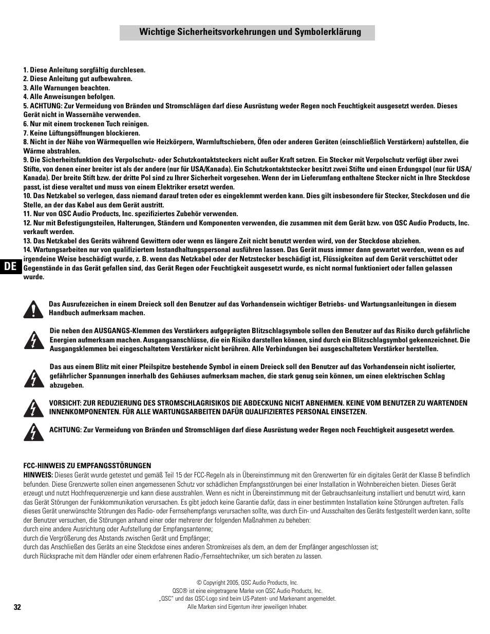 QSC Audio CX502 User Manual | Page 32 / 52