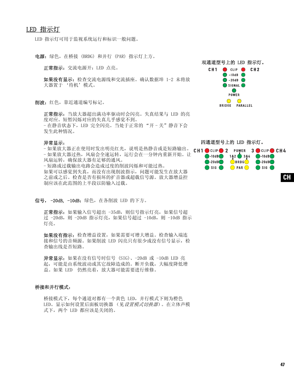 Led 指示灯 | QSC Audio CX502 User Manual | Page 47 / 52