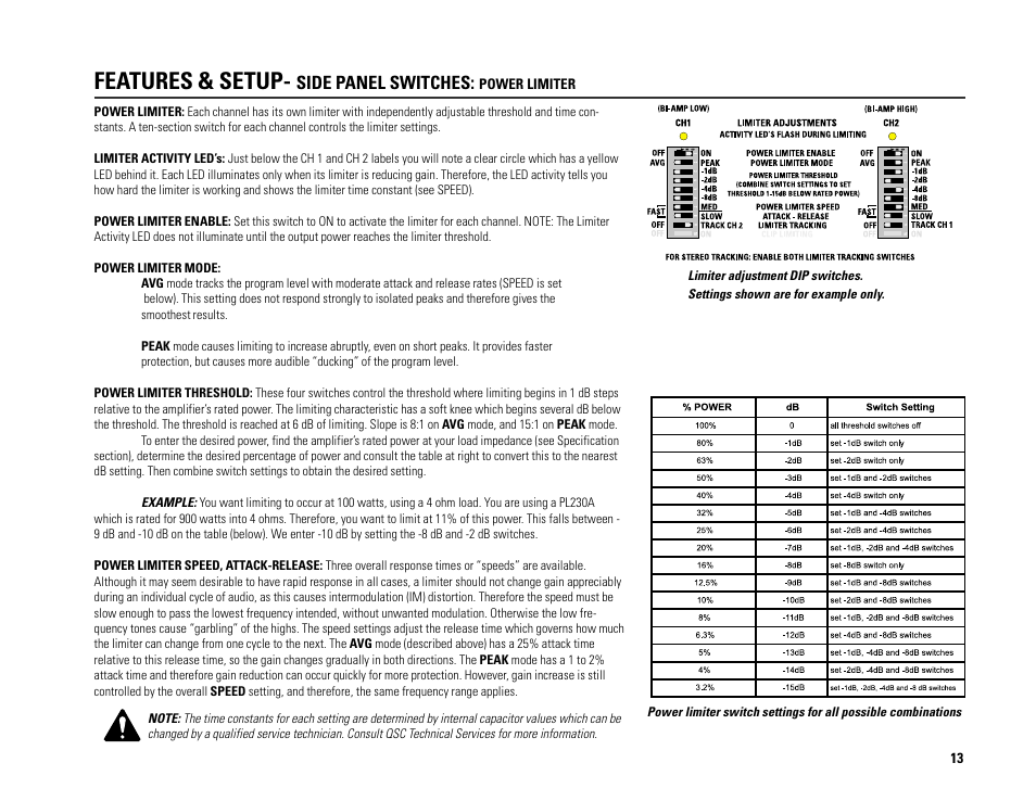 Features & setup | QSC Audio PL224A User Manual | Page 13 / 36