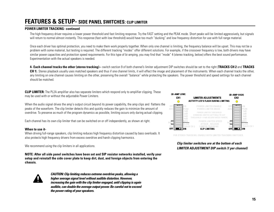 Features & setup | QSC Audio PL224A User Manual | Page 15 / 36