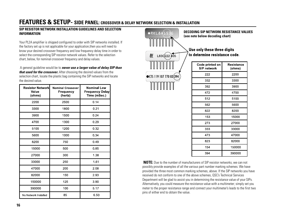 Features & setup | QSC Audio PL224A User Manual | Page 16 / 36