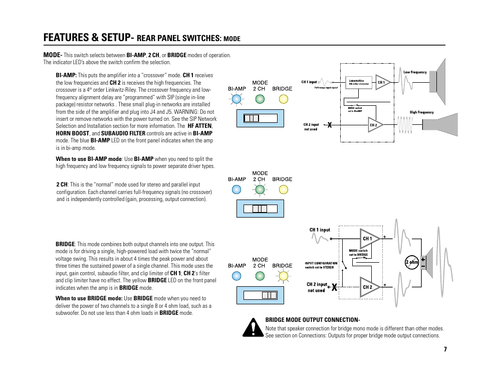 Features & setup, Rear panel switches | QSC Audio PL224A User Manual | Page 7 / 36