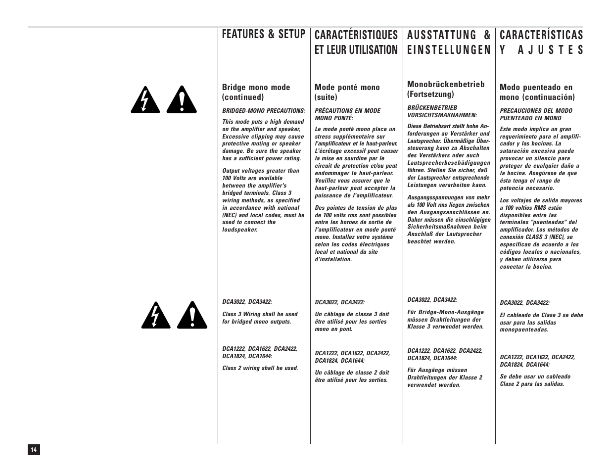 QSC Audio DCA 1222 User Manual | Page 14 / 40