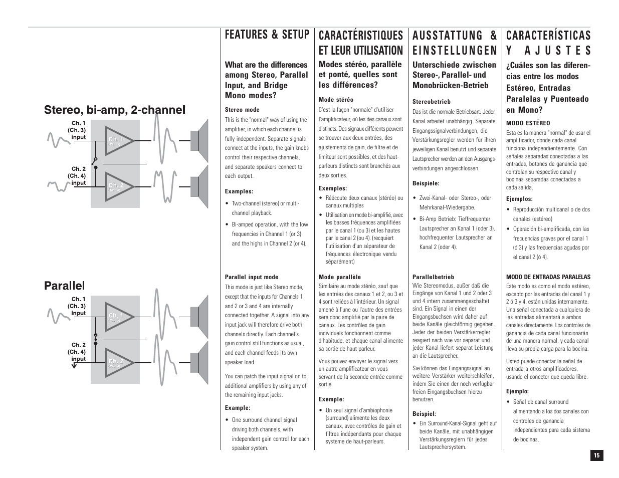 Features & setup | QSC Audio DCA 1222 User Manual | Page 15 / 40