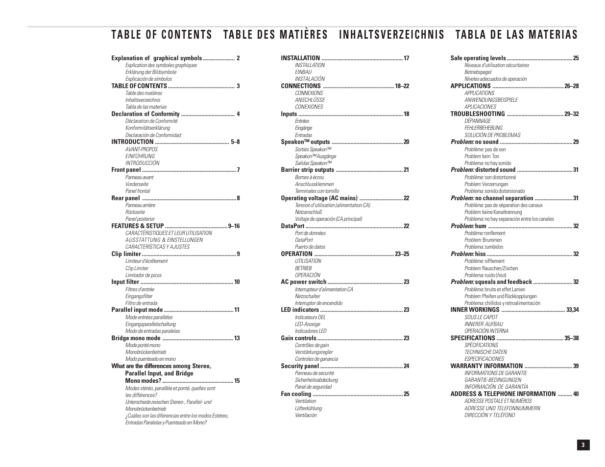 QSC Audio DCA 1222 User Manual | Page 3 / 40