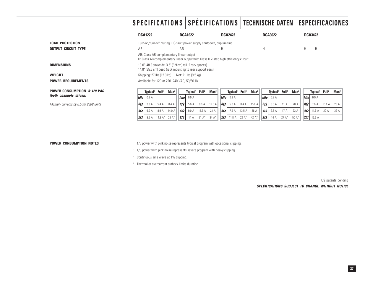 QSC Audio DCA 1222 User Manual | Page 37 / 40