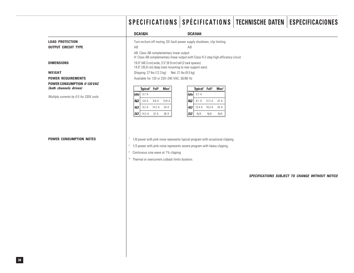 QSC Audio DCA 1222 User Manual | Page 38 / 40