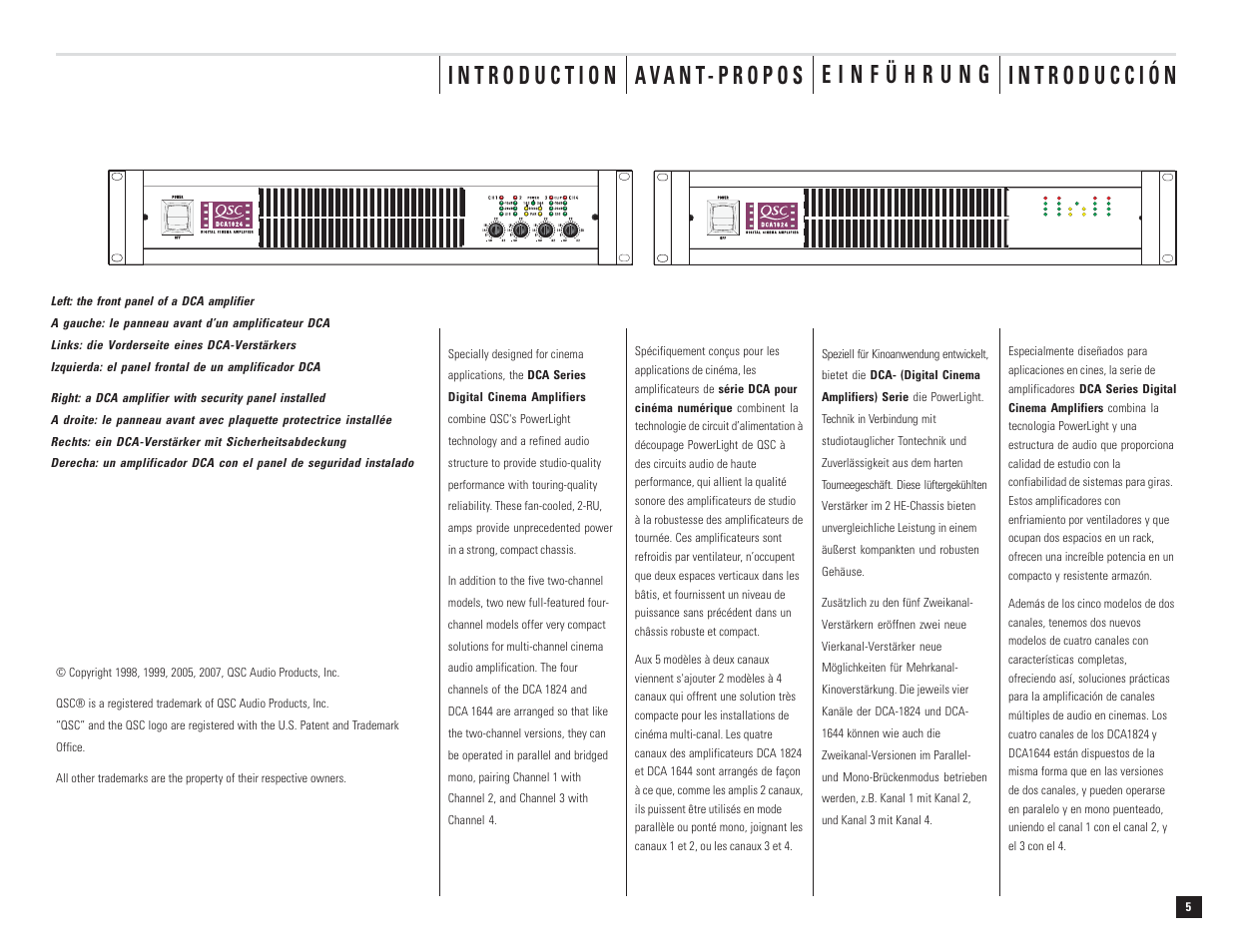QSC Audio DCA 1222 User Manual | Page 5 / 40