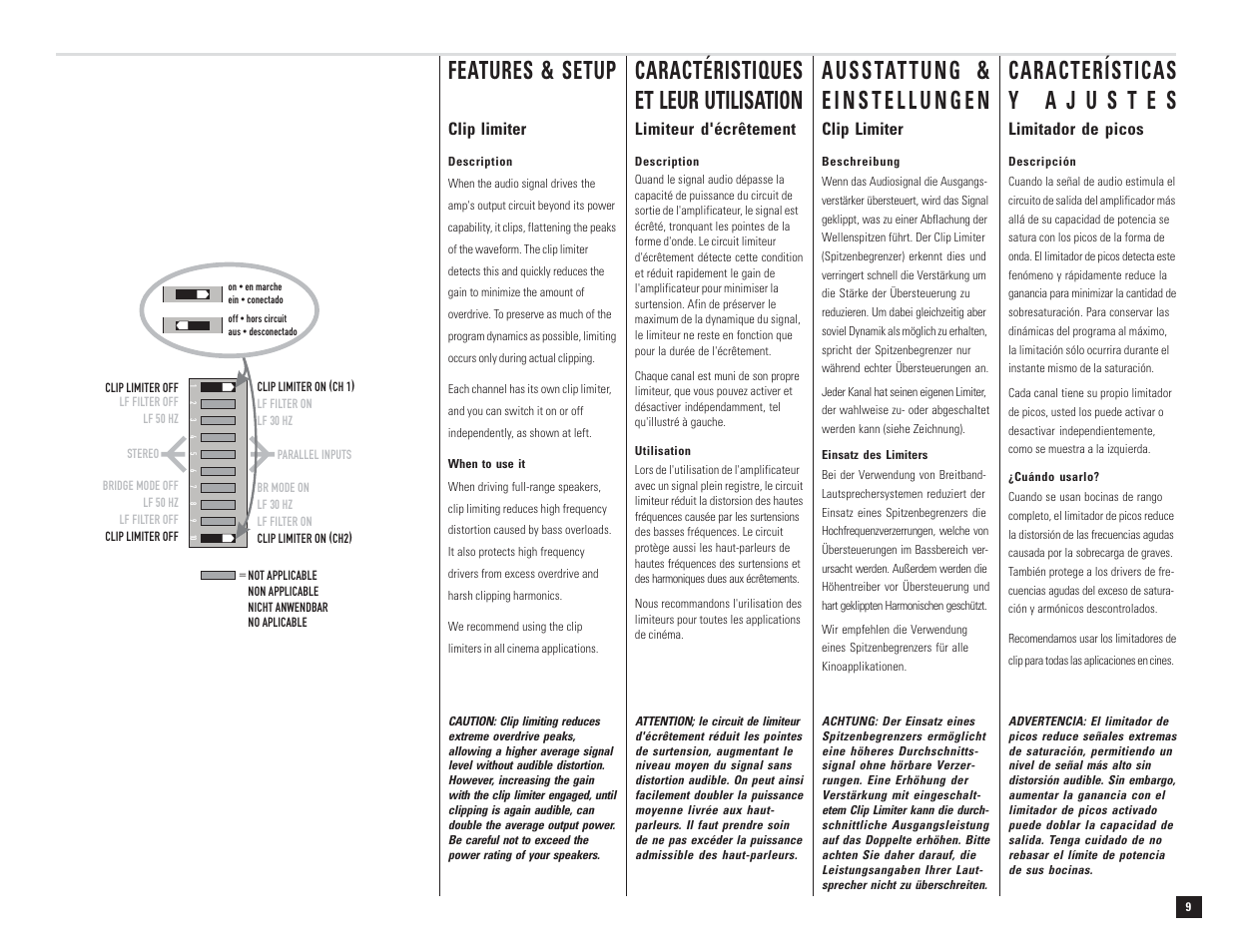 Caractéristiques et leur utilisation | QSC Audio DCA 1222 User Manual | Page 9 / 40