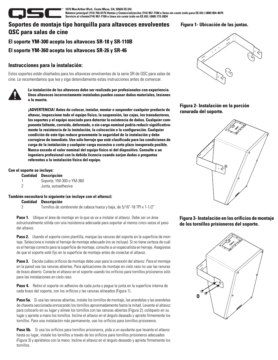 QSC Audio YOKE MOUNT BRACKETS YM-600 User Manual | Page 2 / 6