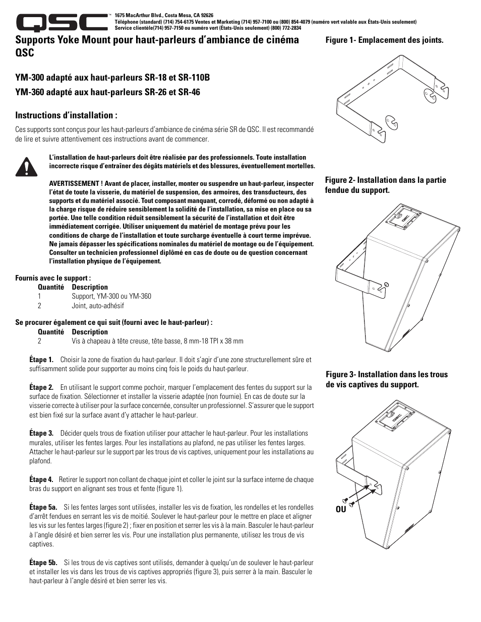 QSC Audio YOKE MOUNT BRACKETS YM-600 User Manual | Page 3 / 6