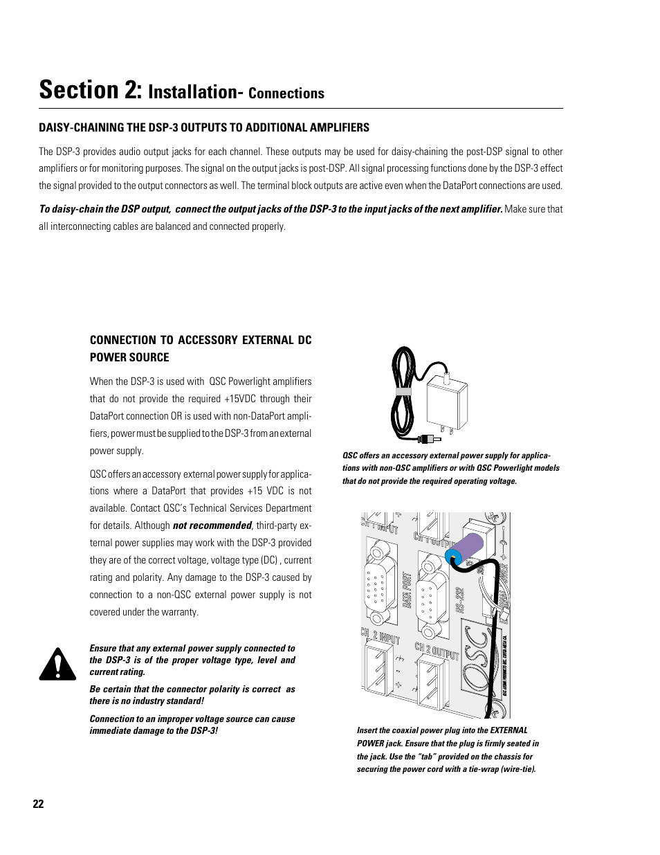 Installation, Connections | QSC Audio DSP-3 User Manual | Page 22 / 36