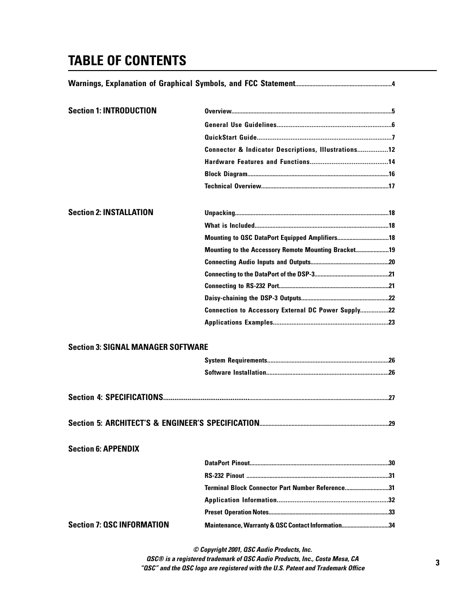 QSC Audio DSP-3 User Manual | Page 3 / 36